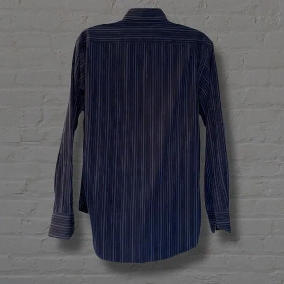 Thomas Dean Men’s Button-Down Shirt L • Navy Multi Stripe • Contrast Cuffs - Picture 11 of 13